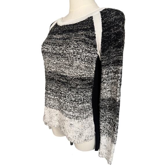 Curio New York Textured Ombre Knit Sweater Small Black White Pink Back Stripe - Picture 2 of 4